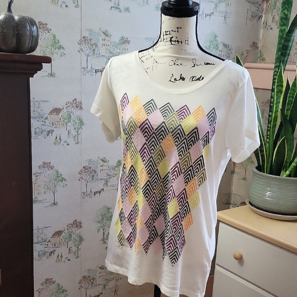 Ladies Embroidered Detail Tee Shirt